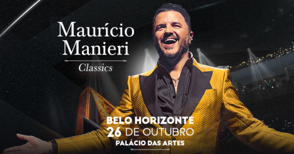 Maurício Manieri em arte de divulgação do seu show em BH