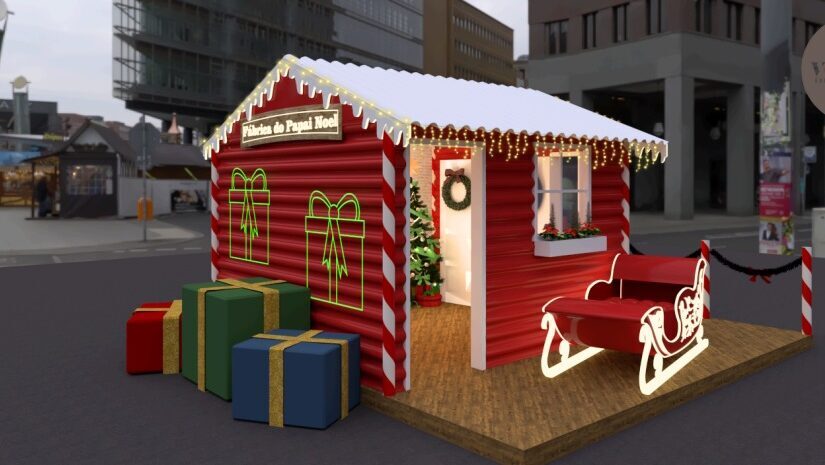 projeção da casa do papai noel na praça sete