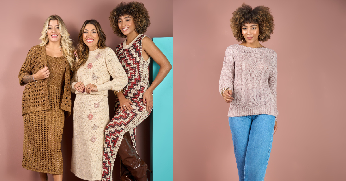 modelos usando looks da feira de malhas