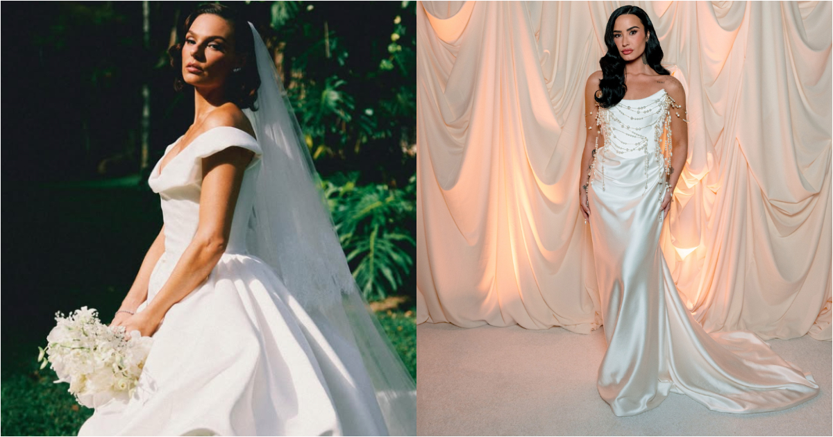 isis valverde e demi lovato vestidas de noiva