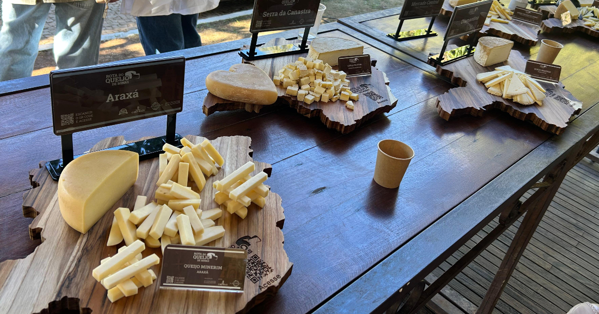 mesa de queijos em lançamento de festival