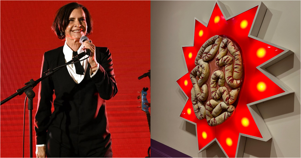 marina lima no palco e obra em exposição no ccbb bh