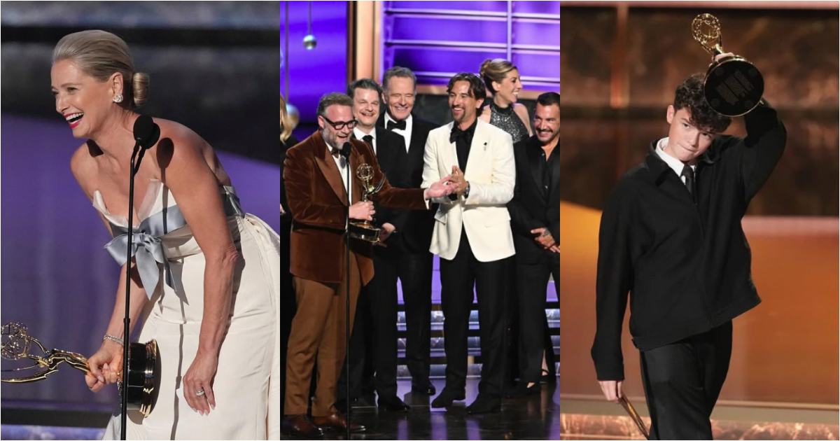 vencedores do emmy 2025 recebendo o prêmio
