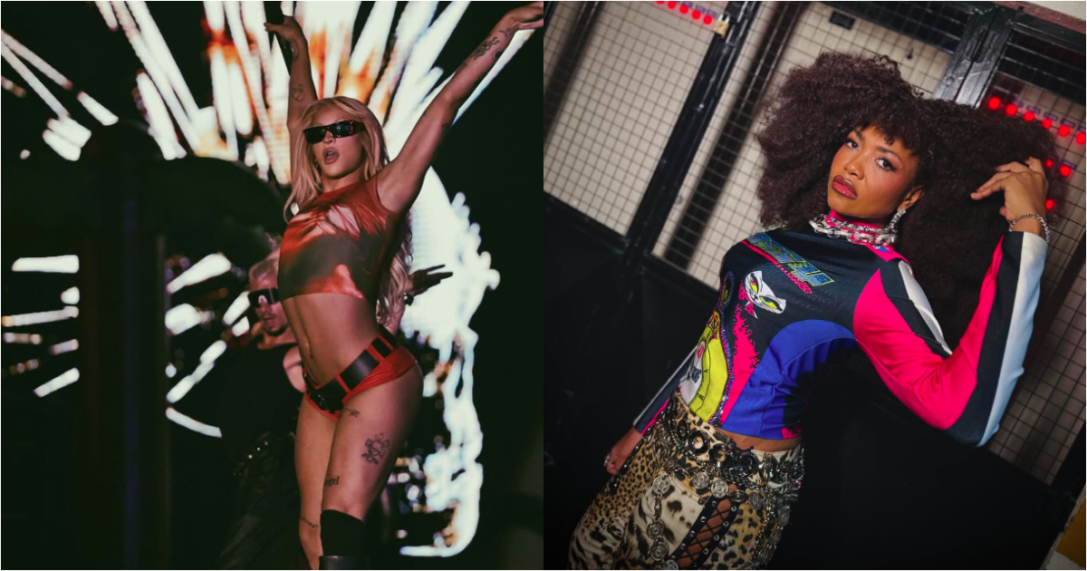 pabllo vittar no palco e gaby amarantos posando