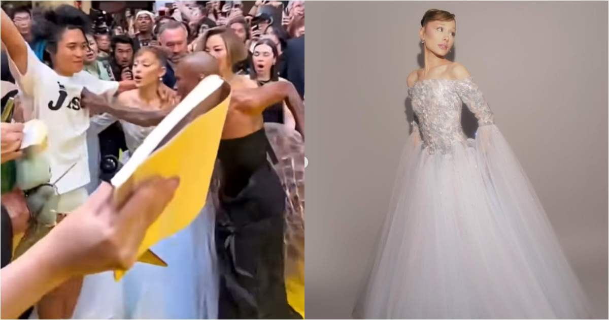 fã atacando ariana grande na premiere de wicked