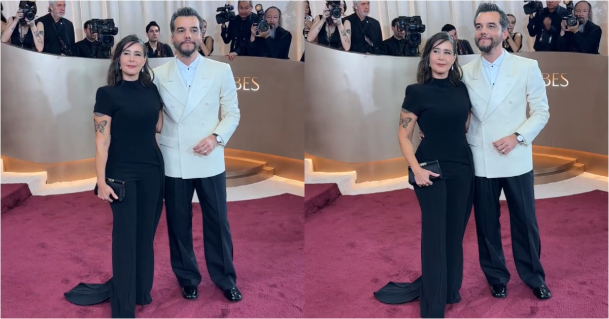 sandra delgado e wagner moura no tapete vermelho do globo de ouro