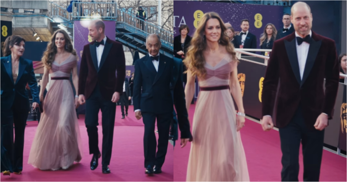 kate middleton e príncipe William chegando no Bafta