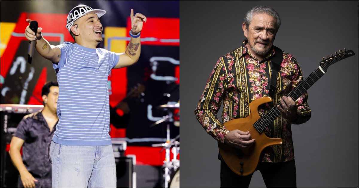 joão gomes no palco e zé ramalho segurando uma guitarra