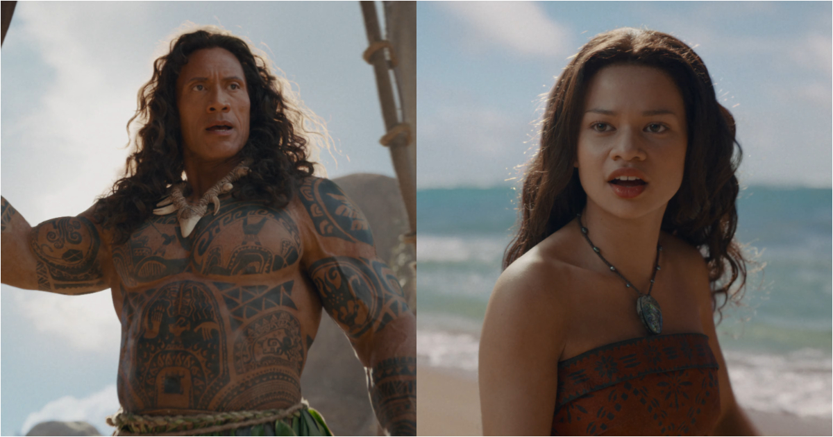 maui e moana na live-action de moana