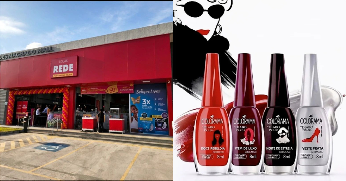 fachada da lojas rede e coleção de esmaltes de o diabo veste prada