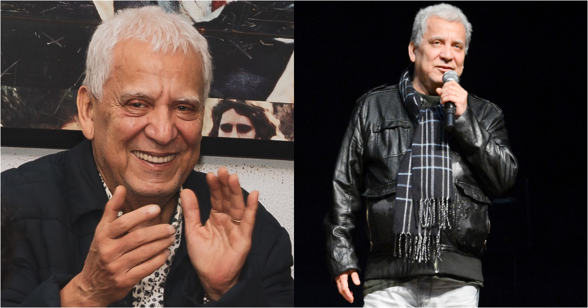 mácio borges sorrindo e márcio borges no palco