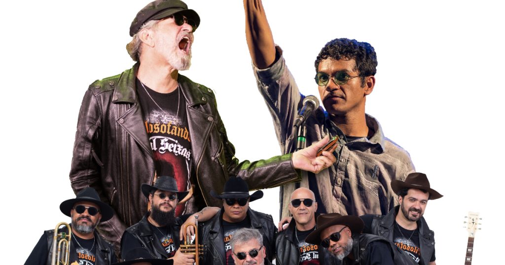 montagem com fotos de diversos artistas