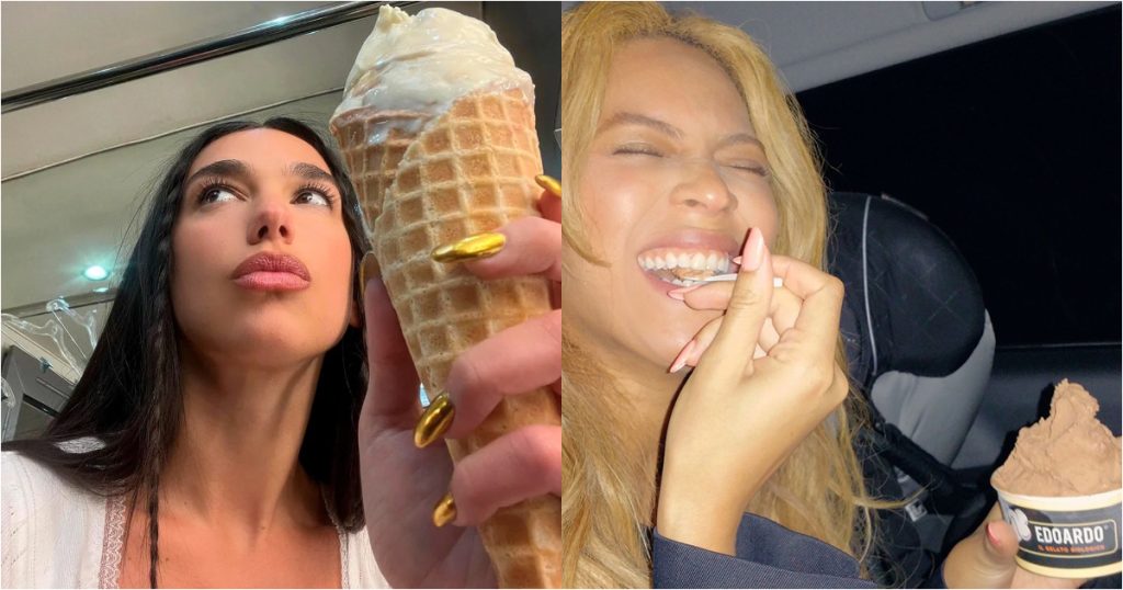 dua lipa e beyoncé tomando sorvete