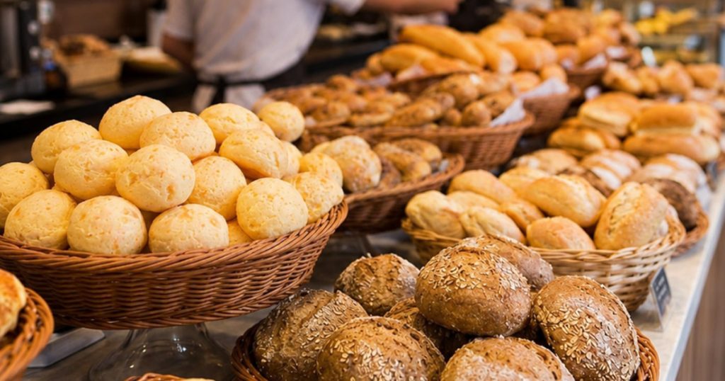 cestas com diferentes pães